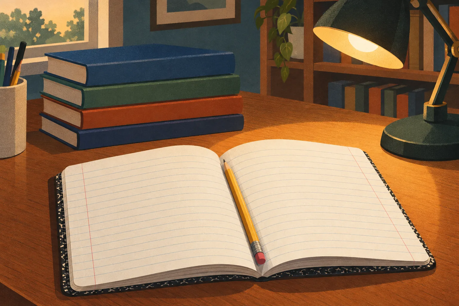 Open notebook on a bookshelf ledge showing algebra 1 readiness after pre-algebra practice